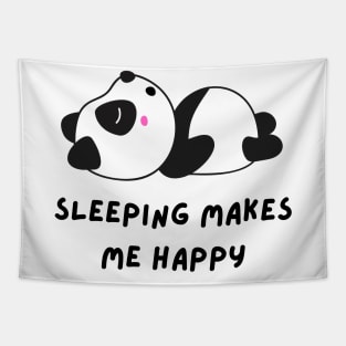 Funny panda meme sleeping makes me happy Tapestry