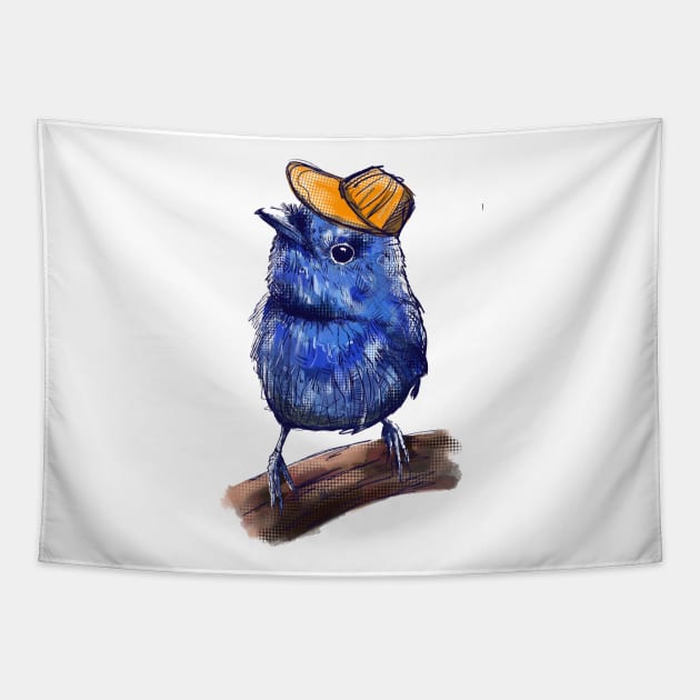 Birdy Blue Tit Tapestry by JuicyCreations