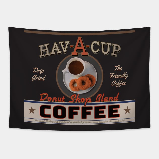 Hav-A-Cup Donut Shop Blend Coffee Tapestry by SunGraphicsLab