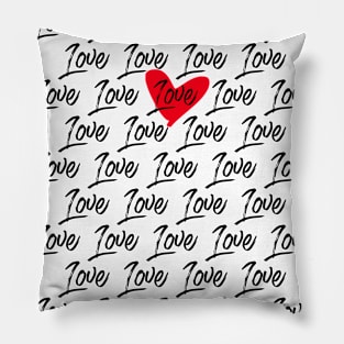 Love text with red heart Pillow