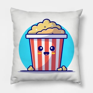 Cute Popcorn Cartoon Vector Icon Illustration Pillow