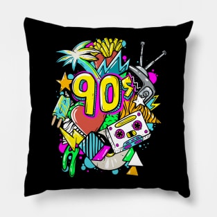 90's Shirt Vintage I Love the 90s 1990's Nostalgia Throwback Pillow