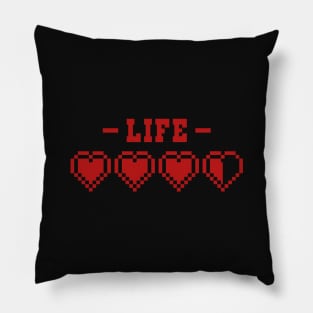 8-Bit Pixel Life Hearts Heath Bar Pillow