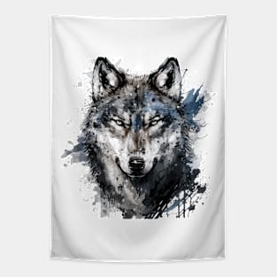 Wolf Portrait Animal Painting Wildlife Outdoors Adventure Tapestry