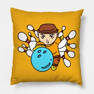 Cartoon kid bowling Pillow