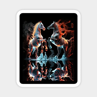 Fire and Ice Horses Fighting Magnet