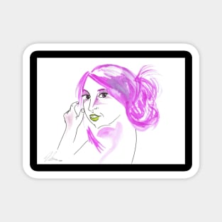 Girl With A Messy Bun - Purple Palette Magnet