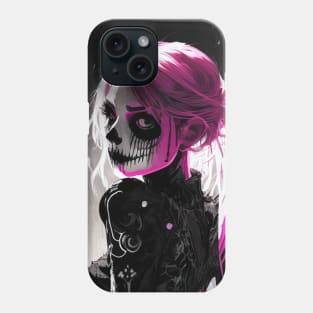 Monochromatic Magic: Discover the Allure of Black and White Anime Girls Gothic Goth Dark Pink Hair Phone Case