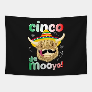 Scottish Highland Cow Celebrates Cinco De Mayo Tapestry