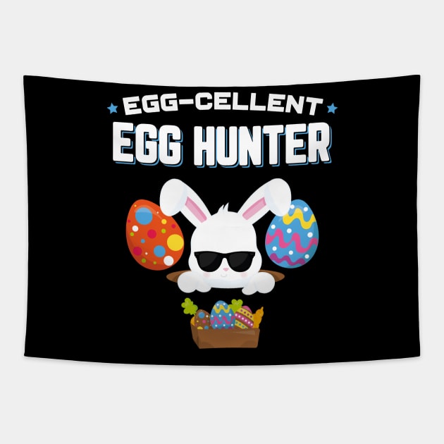 Egg−cellent Egg Hunter Funny Easter Tapestry by trendingoriginals