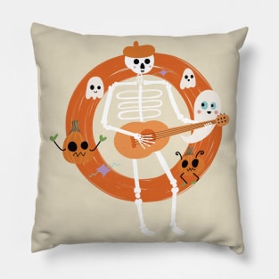 Funny Skeleton Rock and Roll Pillow