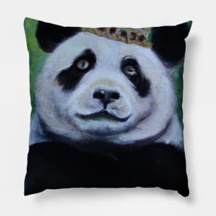 Panda with Crown Oil Painting Pillow