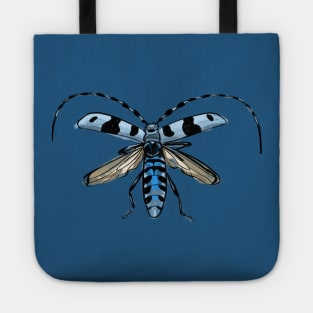 rosalia longicorn - blue alpine beetle in flight Tote