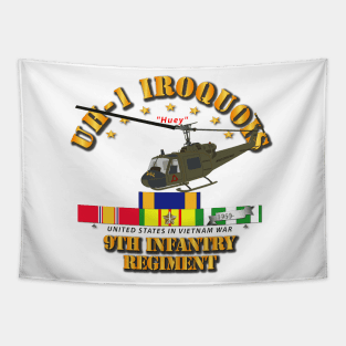 UH-1 - 9th Infantry - Front Oblique  Vietnam w VN SVC Medals Tapestry