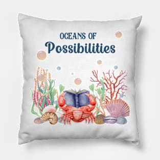 oceans summer reading 2022 crab design Pillow