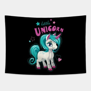 Cute little unicorn girl with a stars & hearts Tapestry