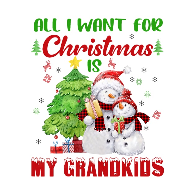 Snowman Xmas Tree All I Want For Christmas Is My Grandkids by cogemma.art