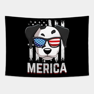 Merica Dalmatian Dog American Flag Patriotic 4th Of July Tapestry