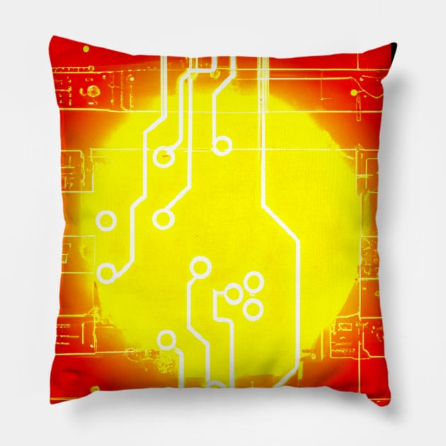 Red circuit board Pillow by SEMPRINT