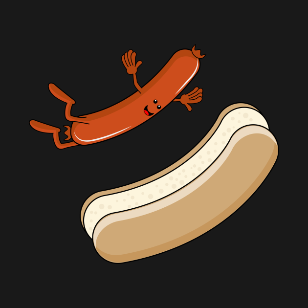 Disover Jumping Hot Dog - Hot Dog - T-Shirt