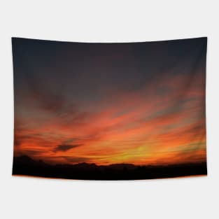 Orange horizon sunset Tapestry