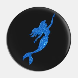 Royal Blue Faux Glitter Mermaid Silhouette Pin