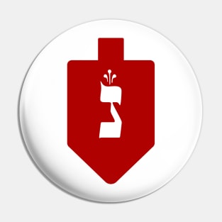 Red Dreidel with the Letter Nun Pin