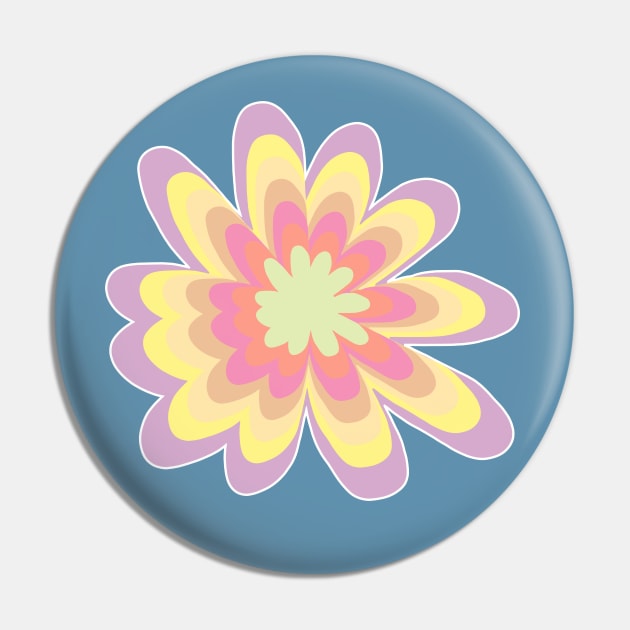 Multi Color Daisy Flower Minimal Graphic Art Pin by ellenhenryart