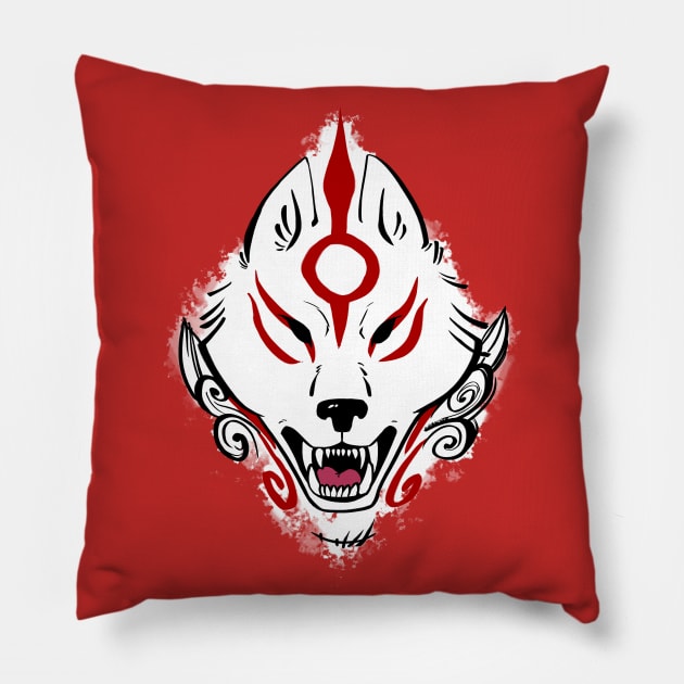 Okami Amaterasu (White Paint) Pillow by Eevachu