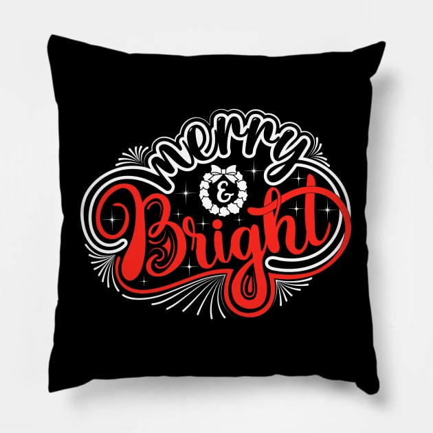 Merry Bright Christmas T-Shirts for women-Christmas t-shirts funny Pillow by GoodyBroCrafts