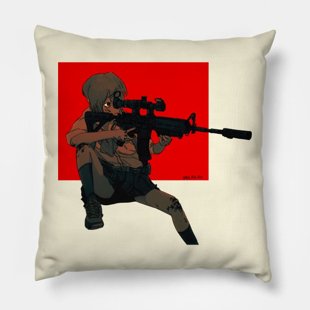 Sniper girl Pillow by wah.ah.ah