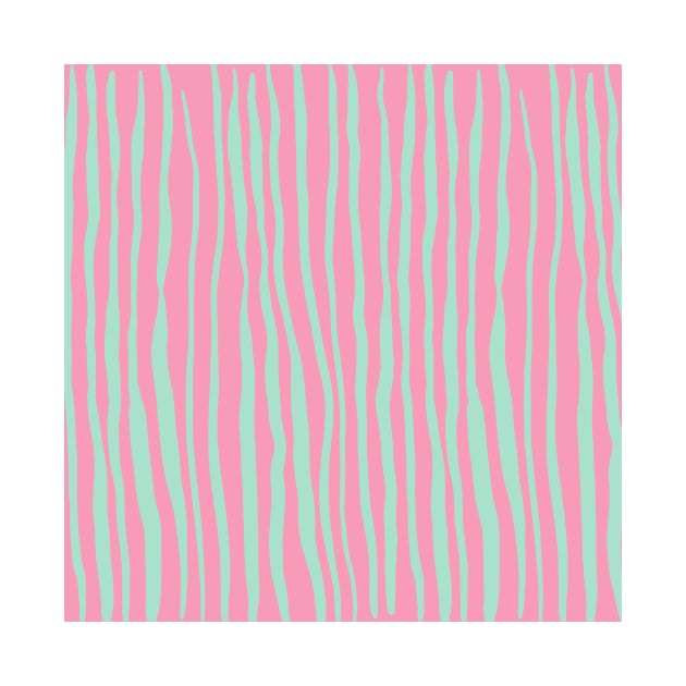 Vertical retro wavy lines - pink and turquoise by wackapacka