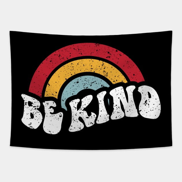 Be Kind Vintage Rainbow Peace Hippie Tapestry by A Comic Wizard