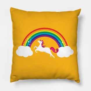 Happy Unicorn Sparkly Rainbow Pillow