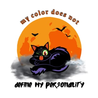 Black cat on a cloud, defying stereotypes T-Shirt