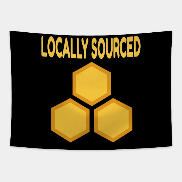 Locally Sourced Honey Honeycomb Hexagon design Tapestry by KnMproducts