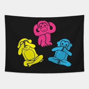 Pink, yellow and blue pattern monkey Tapestry