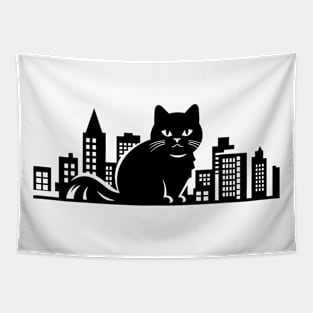 Cat Cityscape Furry Cute Vector Graphic Tapestry