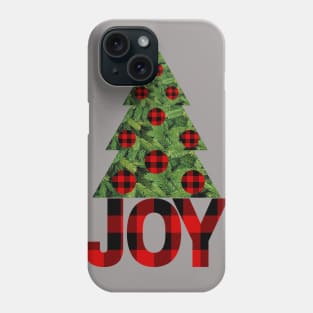 Christmas Joy with Buffalo Print Pattern and a Pine Tree Phone Case