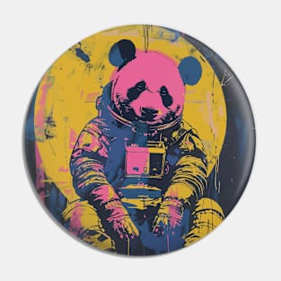 Vintage and vivid panda astronaut portrait Pin