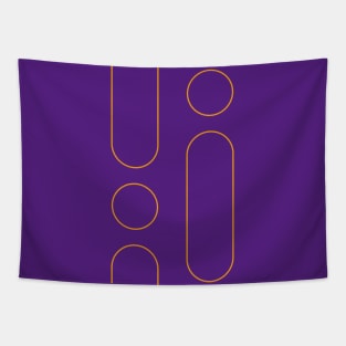 Purple background with orange oval and round shapes Tapestry