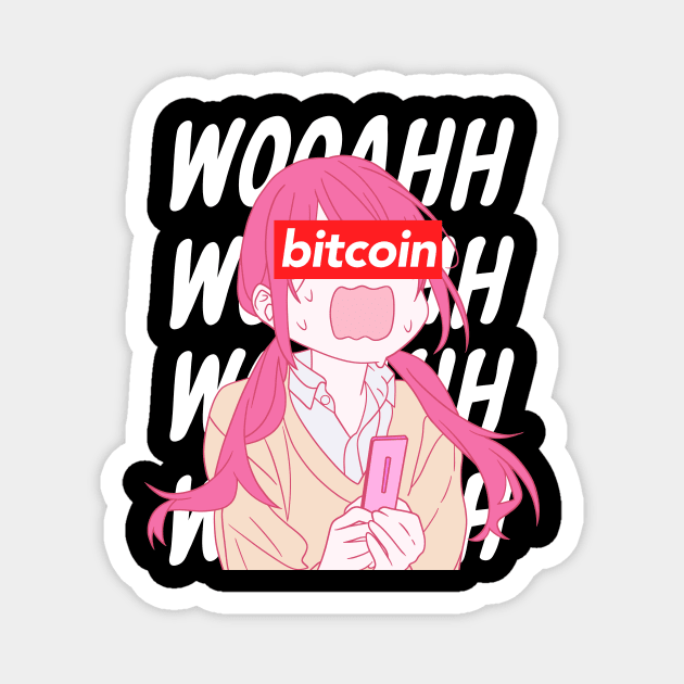 Anime girl bitcoin Magnet by Imaginbox Studio