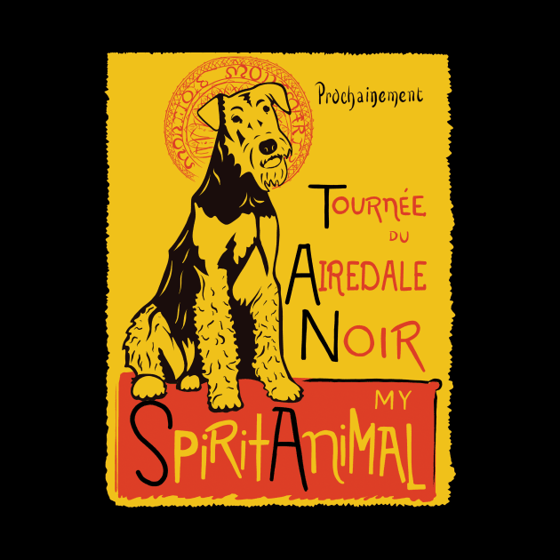 Funny Airedale Terrier Cute Dog Chat Noir Mashup Art by Get Hopped Apparel