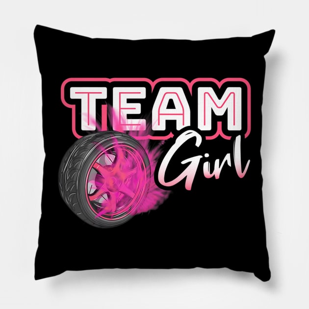 Gender Reveal Team Girl Burnouts Baby Shower Party Gift Idea Pillow by mccloysitarh