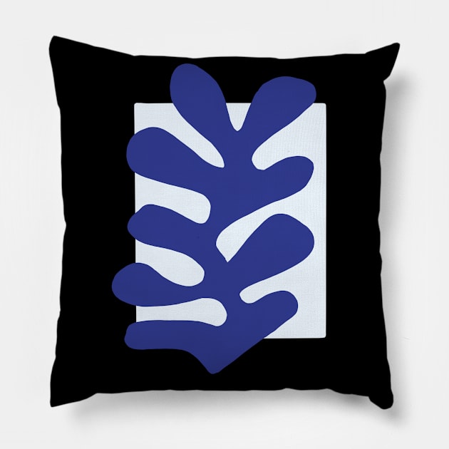 Blue Leaf Painting Pillow by isstgeschichte