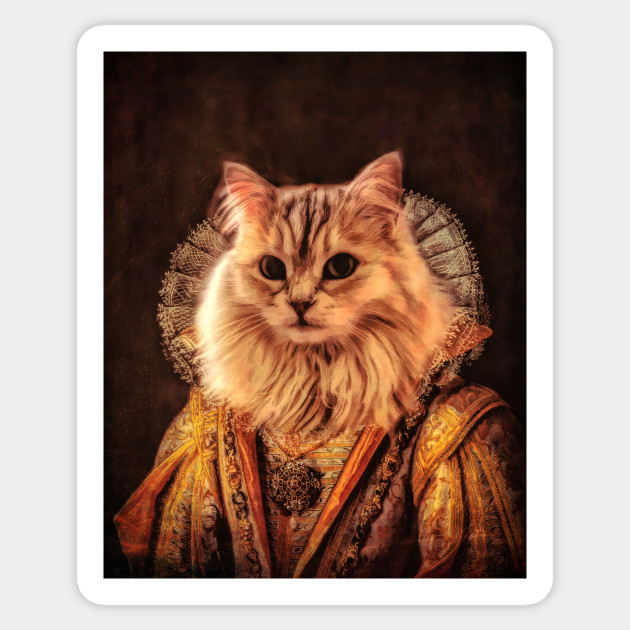 Cat Pet Classic Royal Oil Painting Cat Royal Portrait Sticker