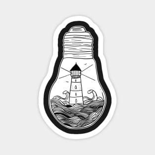 Lighthouse in a lightbulb creative handdrawn Gift Magnet