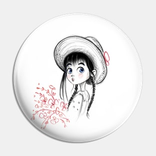 Cute Hat Girl Pin