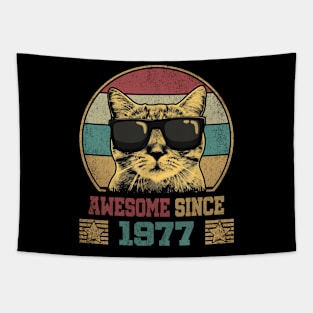 Awesome Since 1977 47th Birthday Gift Cat Lover Tapestry