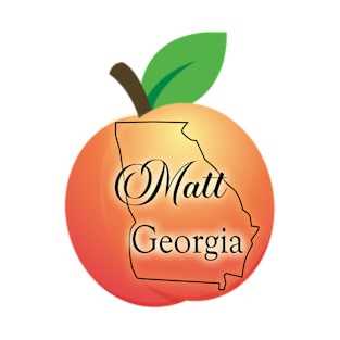 Matt Georgia State Outline on Peach T-Shirt